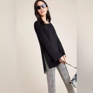Anthropologie Black Elise Ribbed Tunic Sweater, Size M